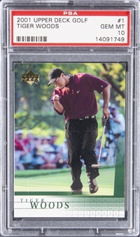 2001 Upper Deck Golf #1 Tiger Woods Rookie Card - PSA GEM MT 10 